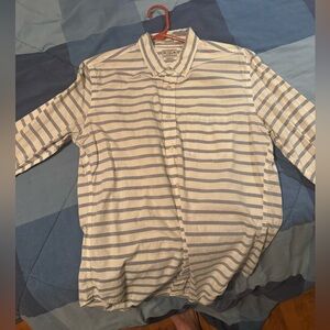 J. Crew Blue and Cream Striped Shirt